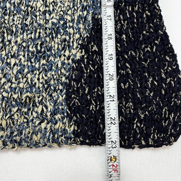 Sigrid Olsen Petite S Hand-Knit Textured Sweater Blue Cream Abstract‎ Cozy - Picture 5 of 8